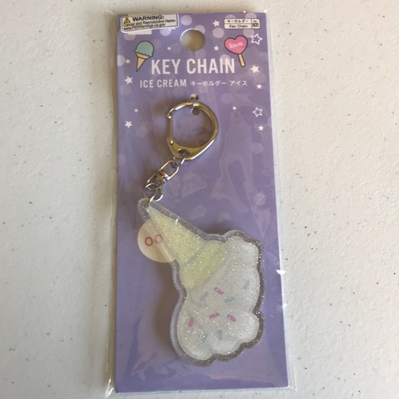 Glitter spilled ice cream cone key chain - Picture 1 of 3
